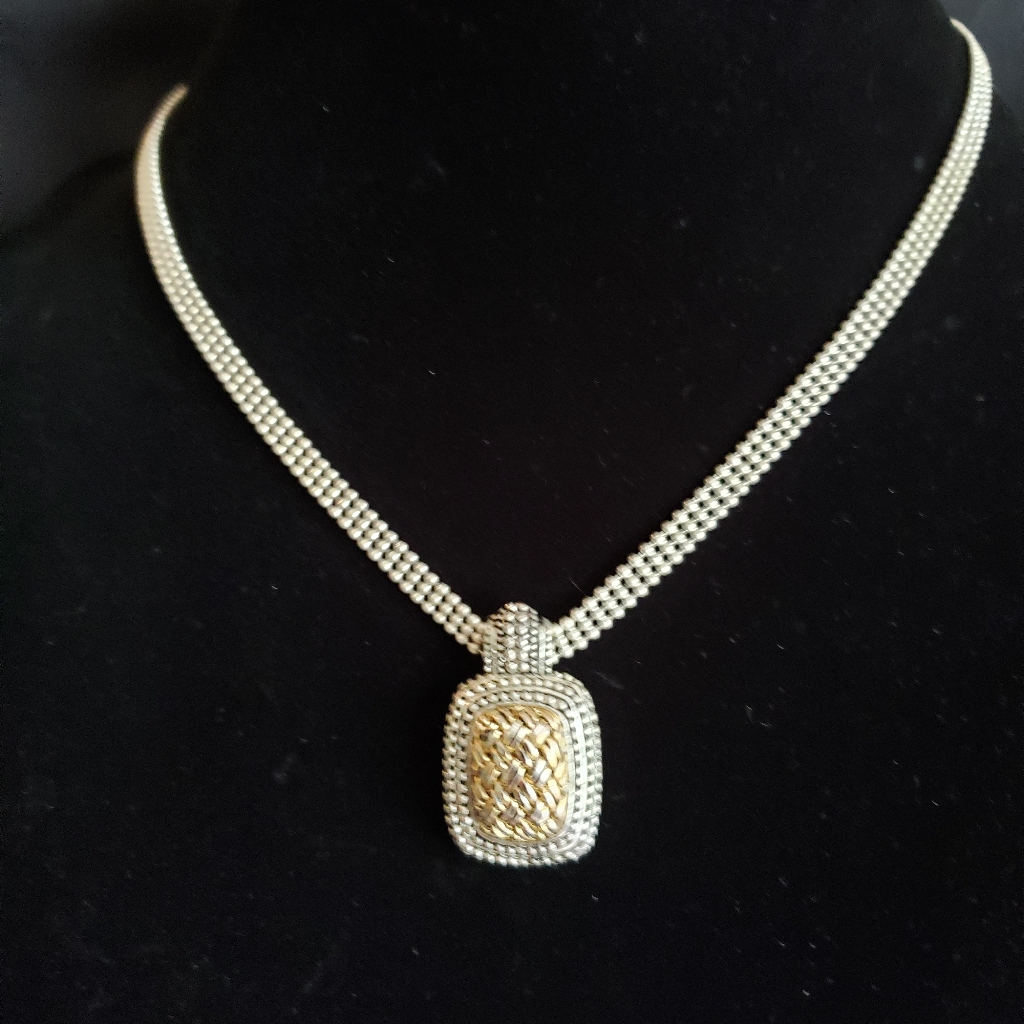 Silver And Gold Tone Necklace And Earring Set